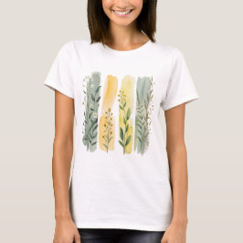 GREEN YELLOW ORANGE BOHO WILDFLOWERS T-SHIRT