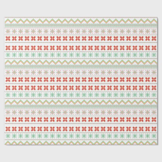 Green-Yellow-Red Pixel knit Pattern Cadeaupapier (Vlak)