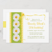 Green Yellow Shasta Daisy Invitation Anniversaire (Devant / Derrière)