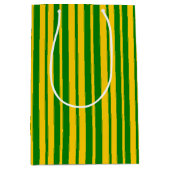 Green Yellow Stylish Stripes Pattern Design  Medium Cadeauzakje (Voorkant)