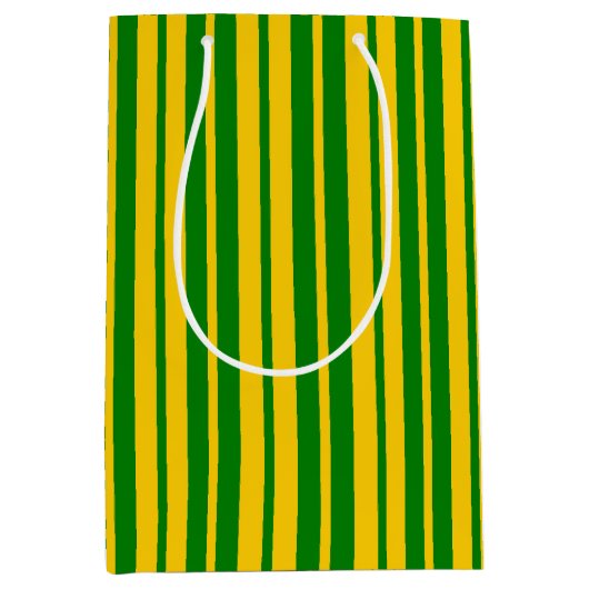 Green Yellow Stylish Stripes Pattern Design  Medium Cadeauzakje (Voorkant)