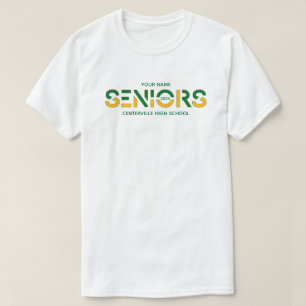 Green & Yellow Two-Color Seniors Sliced Letters T-shirt