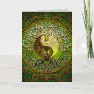 Green Yin Yang Mandala met de boom van het leven Kaart