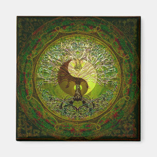 Green Yin Yang met boom of Life Magneet