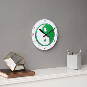 Green Yin Yang  Ronde Klok