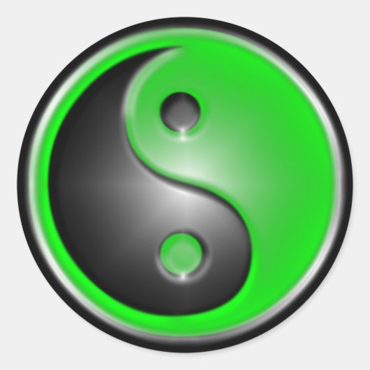 Green Yin Yang Ronde Sticker (Voorkant)