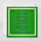 Green Zebra Diamond Bow Baby shower Invitation Kaart (Achterkant)