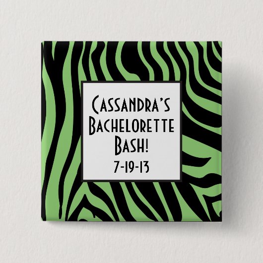 Green Zebra Print Bachelorette Button (Voorkant)
