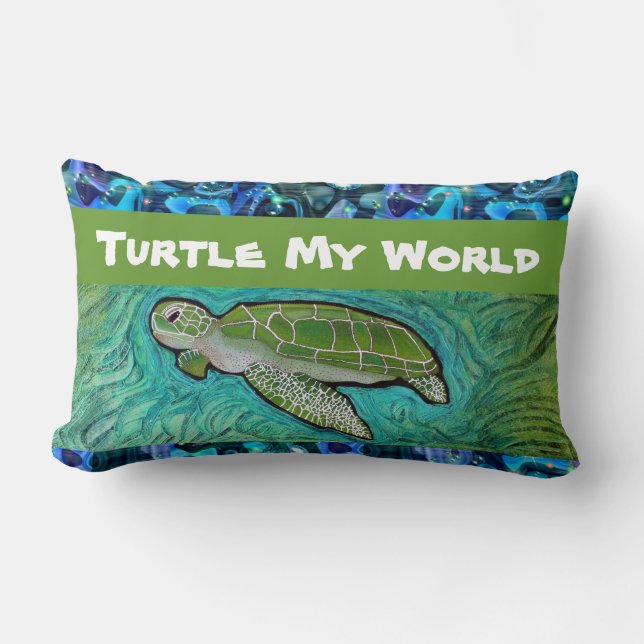 Green Zee Turtle Pillow Kussen (Voorkant)