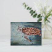Green Zee Turtle Post Card Briefkaart (Staand voorkant)