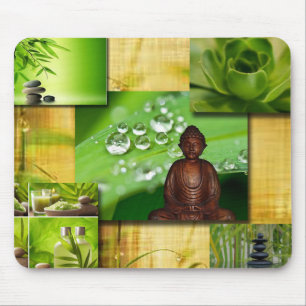 Green Zen & Buddha Serenity Collage Muismat
