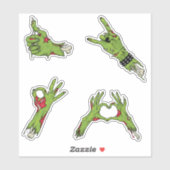 Green Zombie Hands Halloween Sticker (Vel)