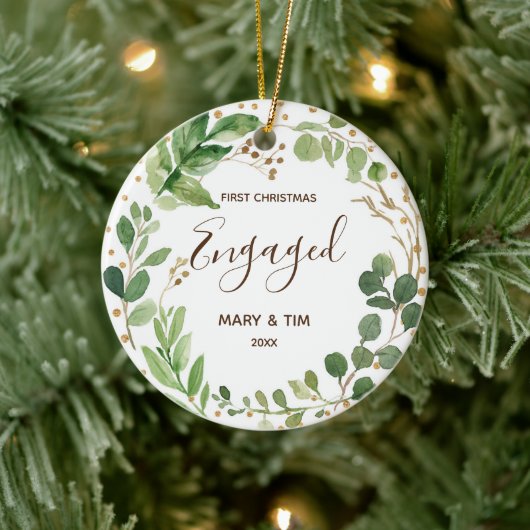 Greenary First Kerstmis Engaged Ornament Gift (Boom)