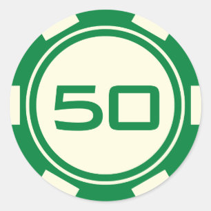 GreenCream Witte Poker Chip Casino Verjaardagsnumm Ronde Sticker