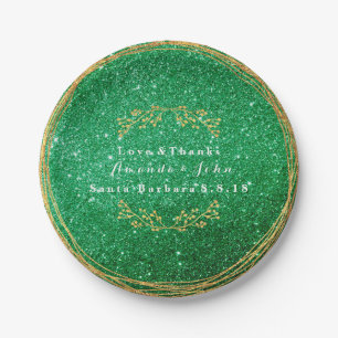 Greenerald Green Gold Floral Glitter VIP Papieren Bordje