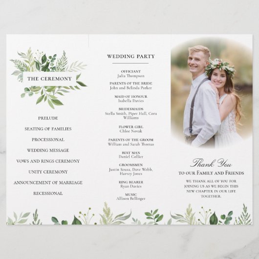 Greenery01 Trifold Wedding Program Flyer (Achterkant)