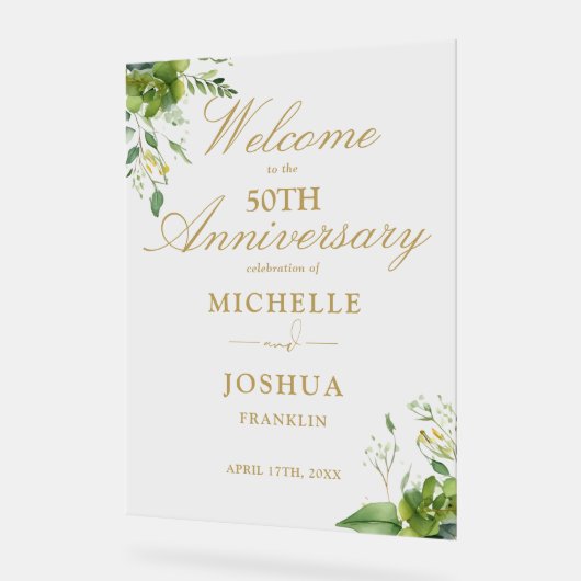 Greenery 50th Wedding Anniversary Welcome (Angle)