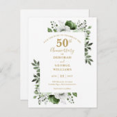 Greenery 50th Wedding Jubileum Opslaan De Datum Briefkaart (Voorkant / Achterkant)