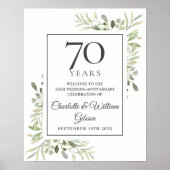 Greenery 70e bruiloft Jubileum Welkomstbord Poster (Voorkant)
