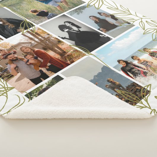 Greenery 9 Photo Collage Personalized  Sherpa Deken (3/4)