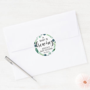 Greenery A Baby breekt koffie Baby shower Ronde Sticker