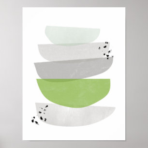 greenery abstract, minimalist poster print
