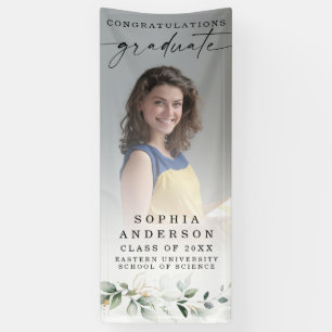 Greenery Afstuderen Foto gefeliciteerd Spandoek