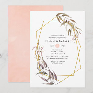 Greenery and Blush Pink Floral Engagement Party Kaart