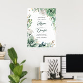 Greenery and Gold Elegant Wedding Welcome Sign Poster (Thuiskantoor)