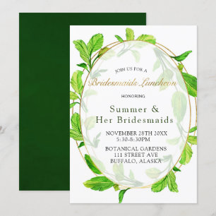 Greenery and Gold Foil Lijst Bridesmaids Luncheon Kaart