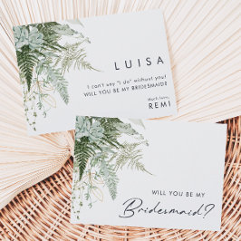 Greenery and Gold Leaf Bridesmaid-Kaart Kaart