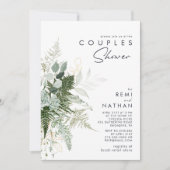 Greenery and Gold Leaf Couples Shower Invitation Kaart (Voorkant)