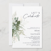 Greenery and Gold Leaf Let's Celebrate Invitation Kaart (Voorkant)