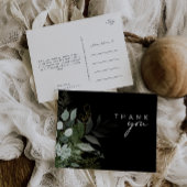 Greenery and Gold Leaf Script Black Hartelijk dank Briefkaart