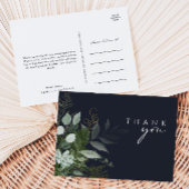 Greenery and Gold Leaf Script Dark Navy Dank u Briefkaart