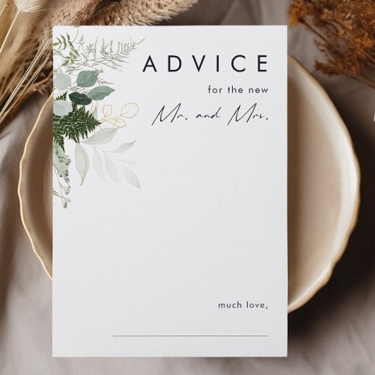 Greenery and Gold Leaf Wedding Advice Kaart