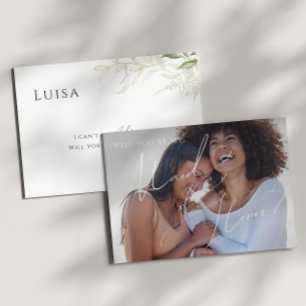 Greenery and Gold Photo Maid of Honor Kaart