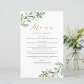 Greenery and White Floral Gold Wedding Menu Card (Staand voorkant)