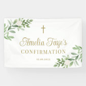 Greenery and White Flowers Bevestiging Welkom Spandoek (Horizontaal)