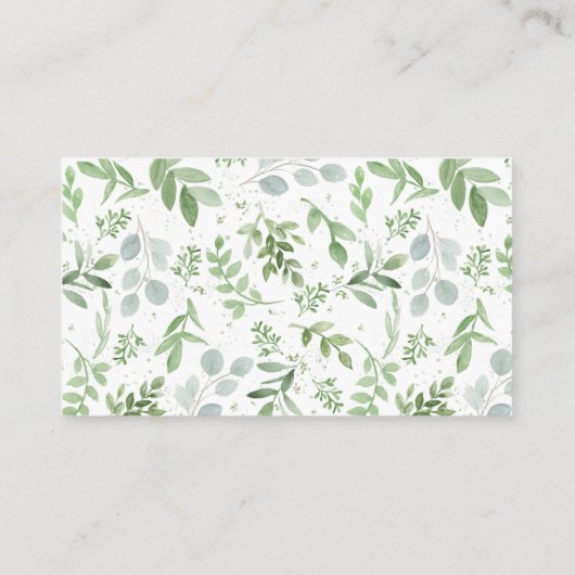 Greenery and White Flowers Diaper Raffle Game Kaar Visitekaartje (Achterkant)