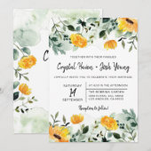 Greenery and Yellow Herfst Floral Wedding Invitati Kaart (Voorkant / Achterkant)