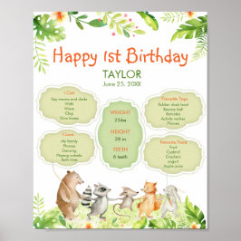 Greenery Animals Friends Party Happy Birthday Poster