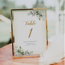 Greenery Anniversary Table Numbers Card - EAC326