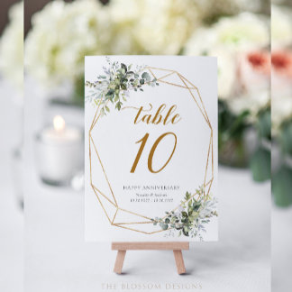 Greenery Anniversary Table Numbers Card - EAC326a Kaart