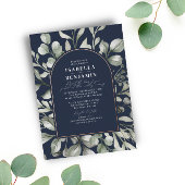 Greenery Arch Eucalyptus Navy Wedding Roos Gold Folie Uitnodiging
