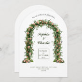 greenery arch flowers romantic wedding invitation (Devant / Derrière)