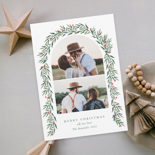 Greenery Arch Modern Script 2 Feestdagenkaart