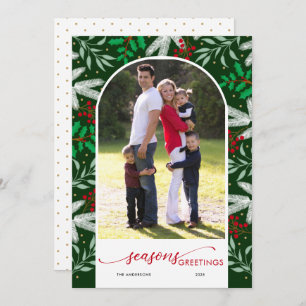 Greenery Arched Photo Green Season's groeten Feestdagenkaart
