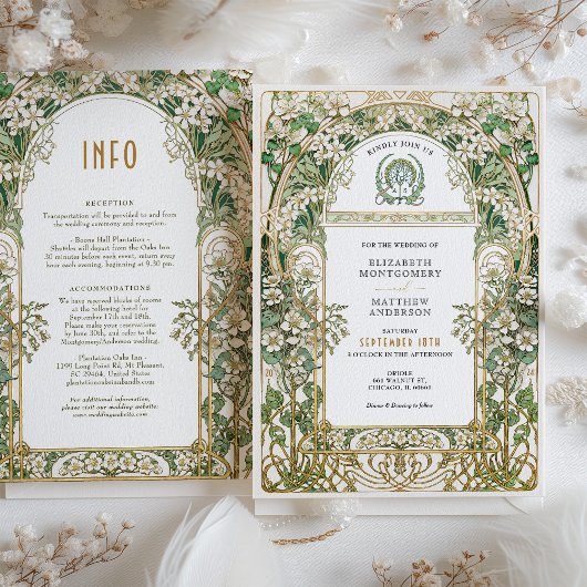 Greenery Art Nouveau Love Union Uitnodiging
