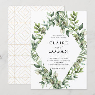 Greenery Artichoke Waterverf Green Wedding Kaart